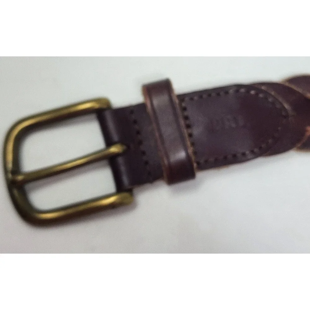 Polo Ralph Lauren Leather Braided Belt Men's 42 Brass Buckle Golf Work Preppy